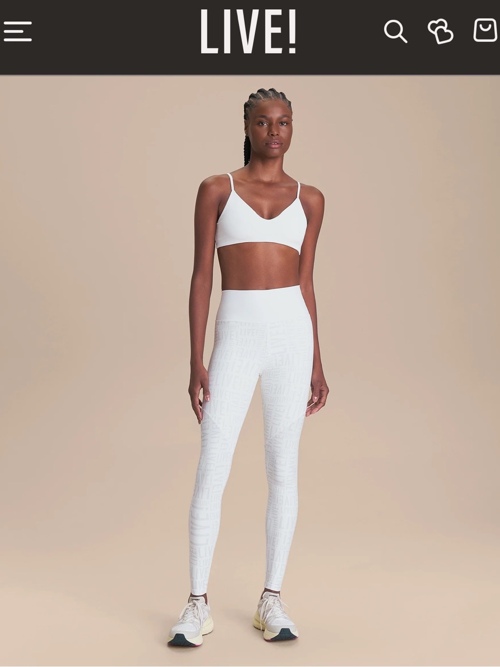 White High-Waist Textured Leggings